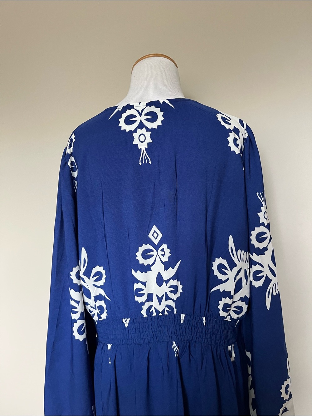 NWT Pretty Garden Blue and White Peasant Maxi Dress Size XL - Picture 8 of 12
